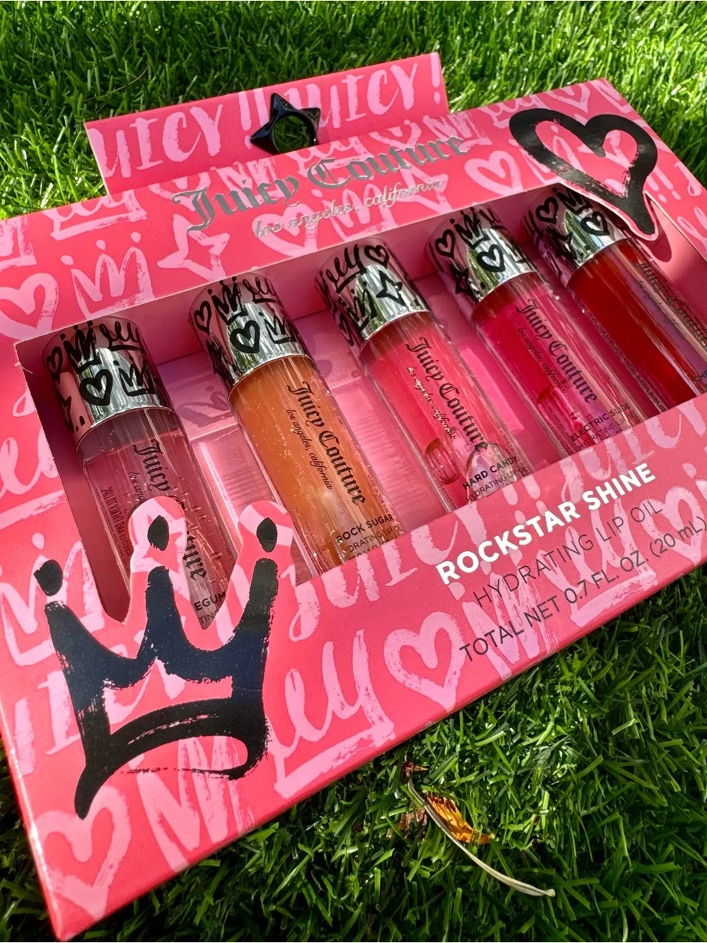 Juicy Couture Lip Oil Set - Pink Packaging with Mixed Pink & Orange Shades